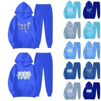 Мужская и женская толстовка с длинным рукавом и круглым вырезом с принтом + брючный костюм L