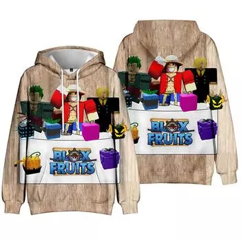 Мужская и женская толстовка с капюшоном ROBLOX Blox, толстовки с фруктами и графическим рисунком, уличная одежда в стиле аниме, Harajuku, повседневные пуловеры с капюшоном и принтом, толстовки XS