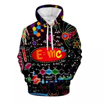 Мужская и женская толстовка с капюшоном с 3D-граффити, принтами на тему математики, физики и химии, модная уличная толстовка Harajuku с капюшоном большого размера S