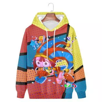 Мужская и женская толстовка с капюшоном The Amazing Digital Circus, аниме, уличная одежда, Harajuku, повседневный пуловер с капюшоном с принтом, толстовки XS