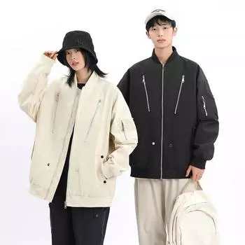 Мужская и женская весенняя новая куртка большого размера для студентов, свободная куртка для активного отдыха M чёрный