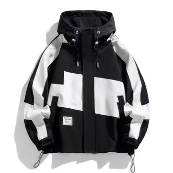 Мужская и женская водонепроницаемая цветная куртка с капюшоном, весна и осень, новая повседневная корейская версия модных комбинезонов, верхнее пальто S бежевый