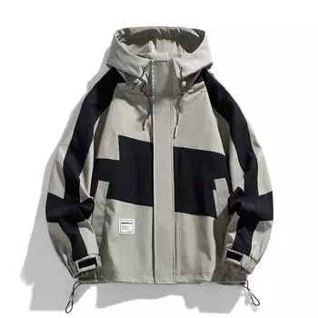 Мужская и женская водонепроницаемая цветная куртка с капюшоном, весна и осень, новая повседневная корейская версия модных комбинезонов, верхнее пальто S бежевый