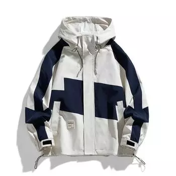 Мужская и женская водонепроницаемая цветная куртка с капюшоном, весна и осень, новая повседневная корейская версия модных комбинезонов, верхнее пальто S хаки