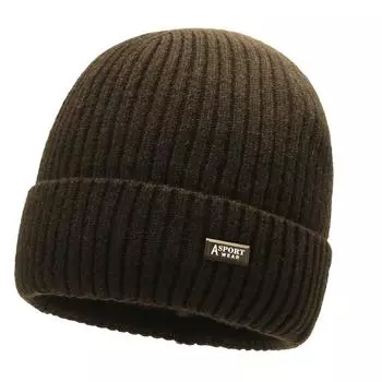 Мужская и женская вязаная шапка для езды на велосипеде, защита ушей осенью и зимой, теплая и шерстяная шапка 55-60 cm чёрный