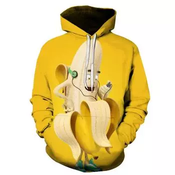 Мужская и женская забавная толстовка в стиле Харадзюку с забавным банановым узором, популярная толстовка с капюшоном в стиле аниме, толстовка с 3D принтом, уличная одежда, мужская одежда 4XL