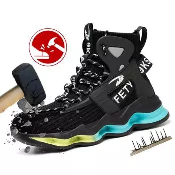 Мужская рабочая защитная обувь, антипрокольные рабочие кроссовки, мужская неразрушимая рабочая обувь со стальным носком, легкая мужская обувь, защитные ботинки 36 чёрный