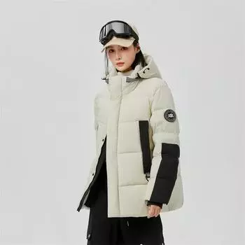 Мужская и женская зимняя куртка с капюшоном, повседневная теплая парка, карманы, белая куртка на утином пуху, водонепроницаемое пуховое пальто M белый