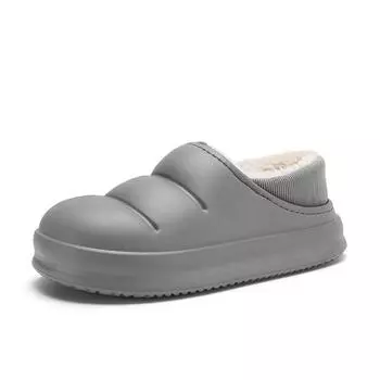 Мужская и женская зимняя новая стильная хлопковая сумка с хлопковыми тапочками, повседневная домашняя теплая хлопковая обувь с мягкой подошвой, обувь для пар 35-36 серый