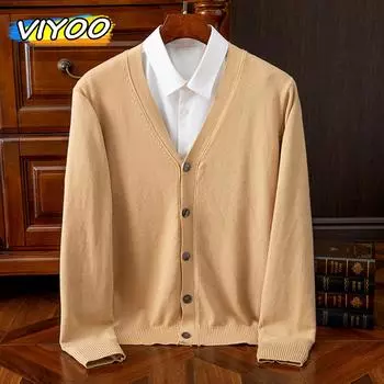 Мужская и женская зимняя одежда с V-образным вырезом, деловой трикотаж, кардиган, свитер, топы, блузка с длинным рукавом для мужчин, уличная одежда в корейском стиле S серый