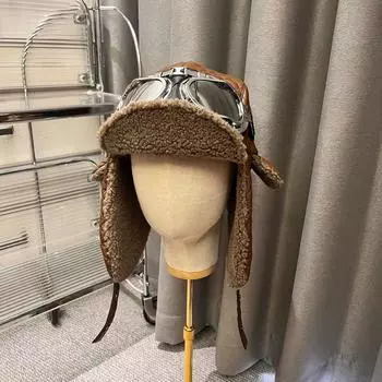 Мужская и женская зимняя шапка Lei Feng для езды на электромобиле с защитой ушей, северо-восточная термохлопковая шапка для пилота локомотива M56-58cm чёрный