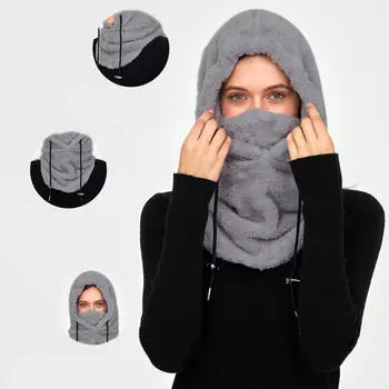 Мужская и женская зимняя теплая шапка, ветрозащитная, морозостойкая, теплая маска для лица, велосипедная шапка, утолщенная флисовая шапка One Size розовый