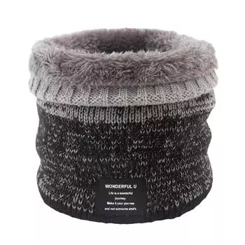 Мужская и женская зимняя теплая шейная повязка, модная для пар, универсальная, с флисовой подкладкой, утеплитель для шеи, градиентный цвет, толстый вязаный шерстяной шейный платок 25*20cm