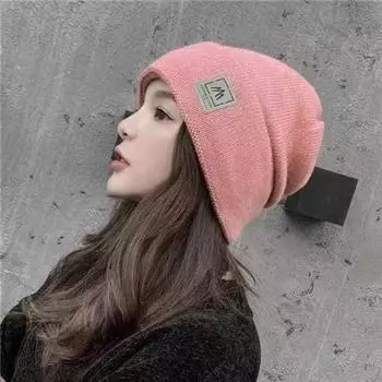 Мужская и женская зимняя теплая вязаная шапка из хлопка для велоспорта с флисовой повязкой на голову в мужском стиле чёрный