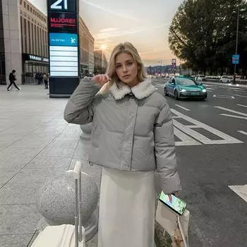 мужская и женская зимняя утепленная хлопковая одежда брендовая оснастка бутик овечья шерсть однотонная свободная одежда M серый