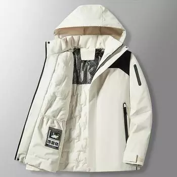 Мужская и женская зимняя утолщенная теплая хлопковая одежда, графеновая одежда с подогревом внутри, уличная одежда для скалолазания M белый