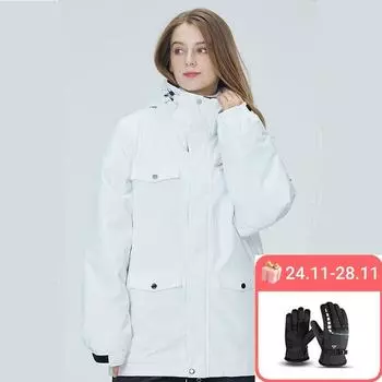 Мужская и женская зимняя зимняя куртка, уличная шпоновая и двухбортная белая лыжная куртка, теплые утолщенные лыжные куртки XS белый