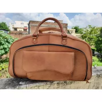 Мужская идеально изготовленная сумка из козьей кожи, дорожная винтажная спортивная сумка 24 x 9 x 9 in коричневый