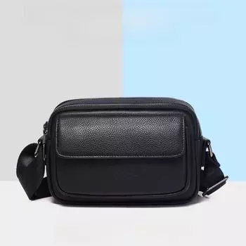 Мужская износостойкая модная сумка-мессенджер через плечо top layer cowhide 88378-2 чёрный