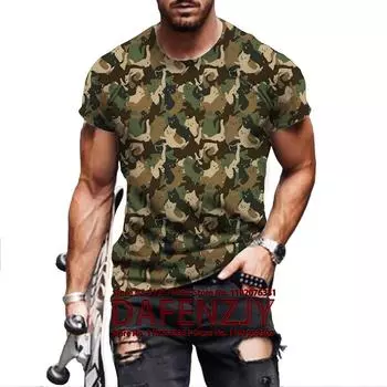 Мужская камуфляжная футболка с изображением кота, свободная винтажная футболка с коротким рукавом и 3D-о-образным вырезом, винтажная модная футболка с принтом животных S чёрный