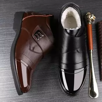 Мужская камуфляжная нескользящая теплая хлопковая обувь со средней трубкой для снега 38 чёрный