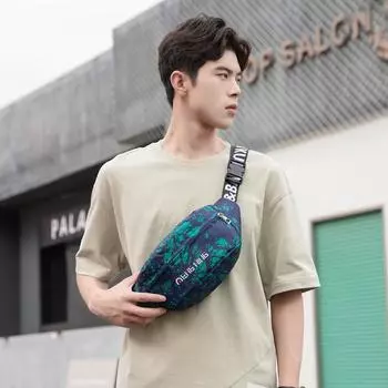 Мужская камуфляжная сумка-мессенджер на пояс и плечо - модная велосипедная сумка на грудь камуфляжный/синий