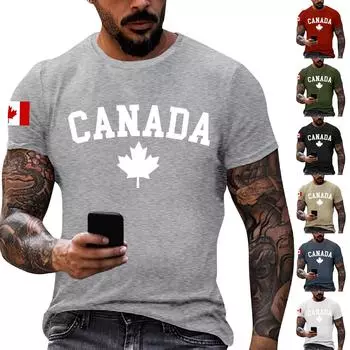 Мужская канадская футболка с круглым вырезом и короткими рукавами XXL