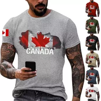 Мужская канадская футболка с круглым вырезом и короткими рукавами M