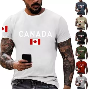Мужская канадская футболка с круглым вырезом и короткими рукавами XL красный