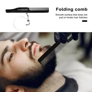 Мужская карманная складная расческа с акриловым зеркалом. Гладкая расческа с мелкими зубьями. Компактная расческа, позволяющая не спутывать волосы на ходу. S