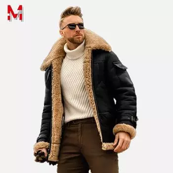 Мужская кашемировая кожаная куртка с подкладкой, винтажная мужская уличная одежда, утепленное пальто, мотоциклетные куртки, зимнее пальто L
