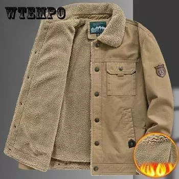 Мужская кашемировая куртка, зимнее хлопковое пальто, плюс бархатная толстая теплая куртка с лацканами 6XL хаки
