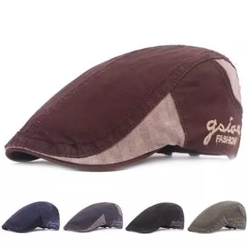 Мужская кепка-берет из хлопка, весенне-летняя дорожная шляпа от солнца, английская ретро-кепка с утиным язычком, женская кепка M56-58cm тёмно-синий