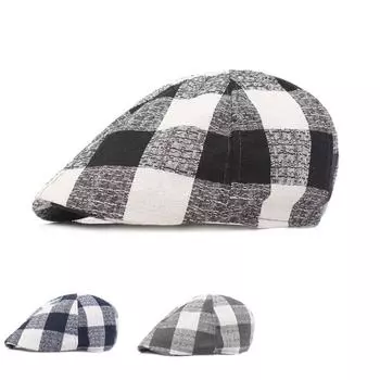 Мужская кепка-берет из сетчатой ткани с язычком, простая молодежная кепка-нападающий, ретро-шляпа в стиле Англии, женская солнцезащитная шляпа M56-58cm тёмно-синий