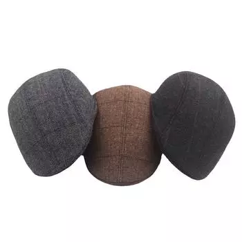 Мужская кепка газетчика с плоским верхом, берет, британская хлопковая теплая кепка среднего возраста, кепка с козырьком, шляпа плюща для водителя темно-серого