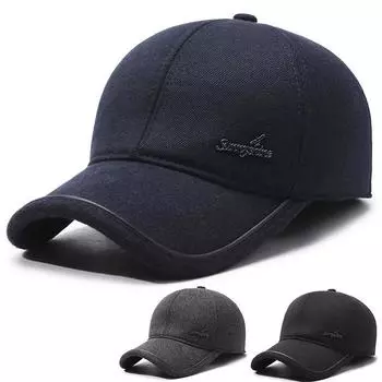 Мужская кепка осень-зима теплая кепка среднего возраста плотная хлопковая кепка для защиты ушей бейсболка серый