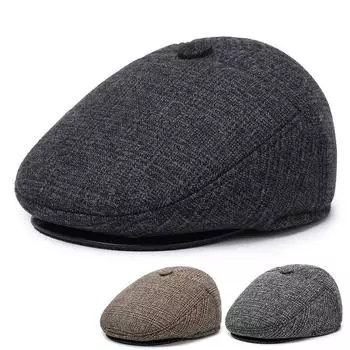 Мужская кепка осень-зима теплая толстая вперед кепка для защиты ушей для людей среднего и пожилого возраста чёрный