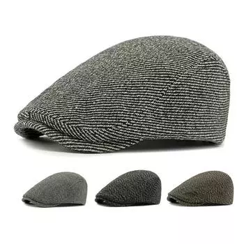 Мужская кепка с козырьком на осень-зиму, толстая теплая кепка с козырьком спереди для людей среднего и пожилого возраста в стиле ретро серый