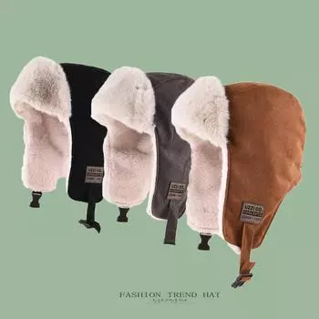 Мужская кепка Thunderbolt, теплая защитная хлопковая кепка для защиты ушей на осень и зиму, замшевая, бархатная, молодежная, пилотная, байкерская, женская One Size коричневый