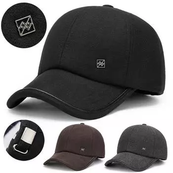 Мужская кепка, весна-осень-зима, бейсбольная кепка среднего возраста, шерстяная теплая защитная кепка для ушей, уличная хлопковая кепка серый