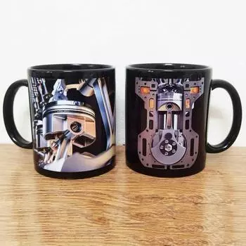 Мужская керамическая кружка Yousheng с механическим двигателем, 11 унций, с удобной ручкой, устойчивая к пятнам отделка, чашка для утреннего напитка C