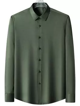 Мужская классическая деловая рубашка Silk Touch без глажки без карманов, слегка эластичная рубашка стандартного кроя без морщин с длинными рукавами 39 белый