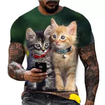 Мужская классическая новая летняя мужская повседневная футболка с круглым вырезом и 3D-принтом S