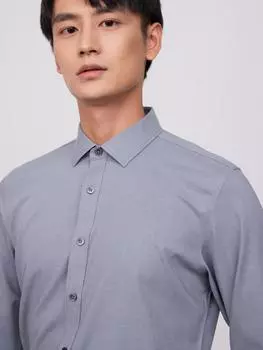 Мужская классическая рубашка с длинным рукавом — бамбуковое волокно, дышащее, слегка тянущееся для комфорта — идеально подходит для официальных деловых мероприятий и мероприятий на открытом воздухе 39 светло-синий