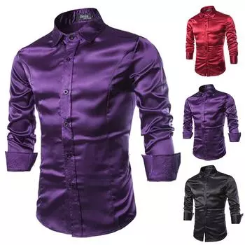 Мужская классическая рубашка с длинным рукавом на пуговицах, деловые формальные вечерние повседневные топы с лацканами 2XL чёрный