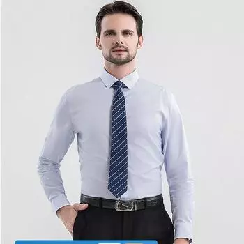 Мужская классическая рубашка в полоску из чистого хлопка без железа с длинными рукавами больших размеров S