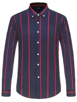 Мужская классическая рубашка в полоску с цветными блоками на весну и лето без карманов, легкие рубашки на пуговицах с длинными рукавами, устойчивые к морщинам 39