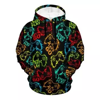 Мужская классическая толстовка с капюшоном с принтом Play Game Graphic Повседневные легкие толстовки с капюшоном для мужчин Модная толстовка большого размера S