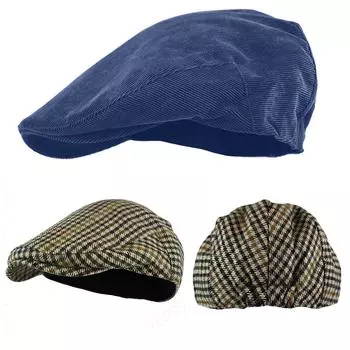 Мужская классическая твидовая шерстяная шляпа Newsboy Ivy с узором «елочка» One Size тёмно-синий