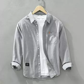 Мужская классическая универсальная рубашка в стиле минимализма из чистого хлопка M белый